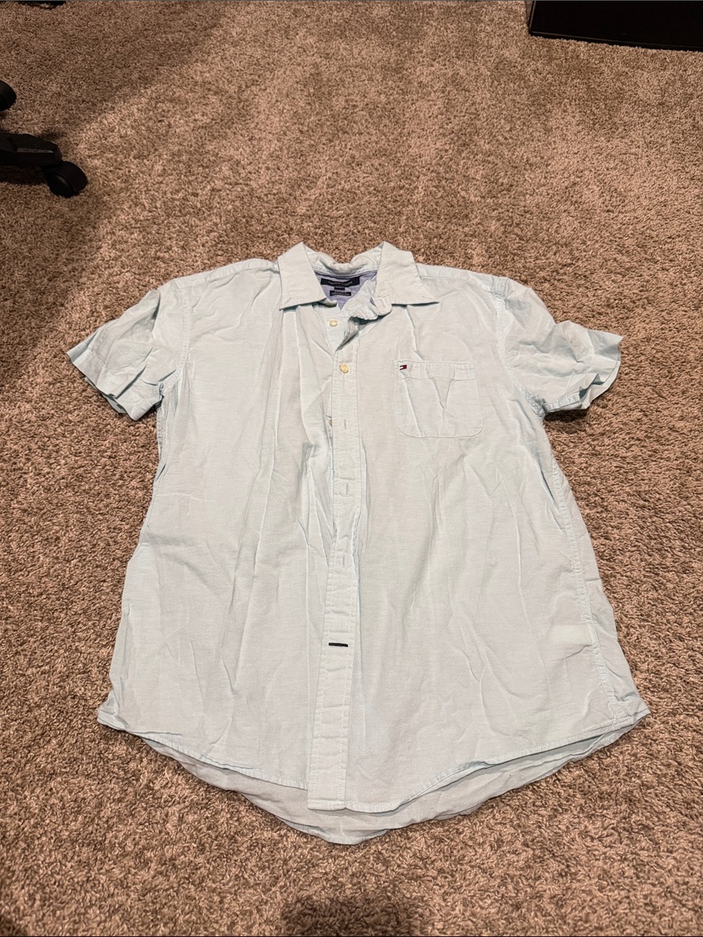 Tommy Hilfiger Men's Light Blue Short-Sleeve Button-Down Shirt